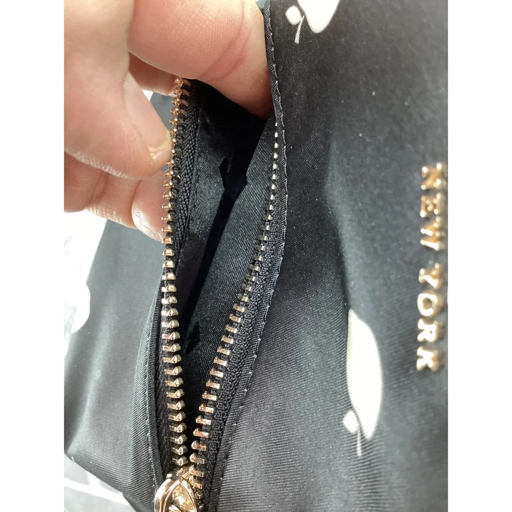 Kate Spade New York Mini Backpack Black Nylon Apple Print Gold Tone Hardware